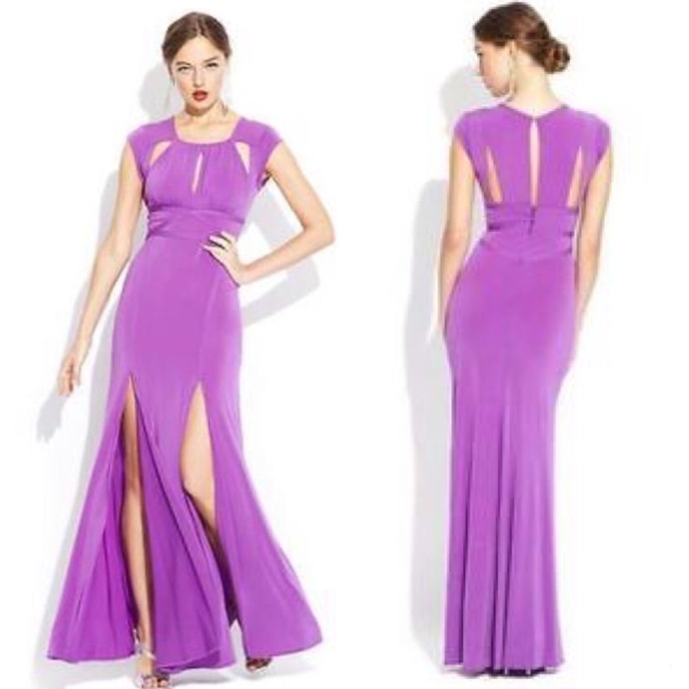 BCBGMAXAZRIA Orchid Lulu Cutout Bodice Gown